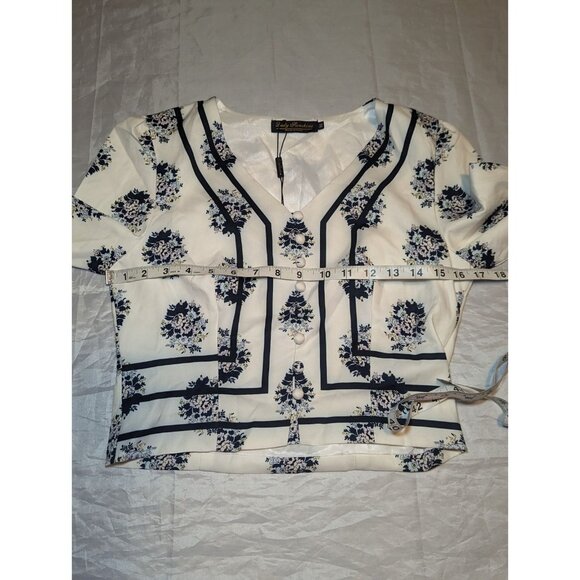 Lady Sunshine Floral V-neck Boho Bohemian Style Long Sleeve Blouse Size Medium - Picture 13 of 16